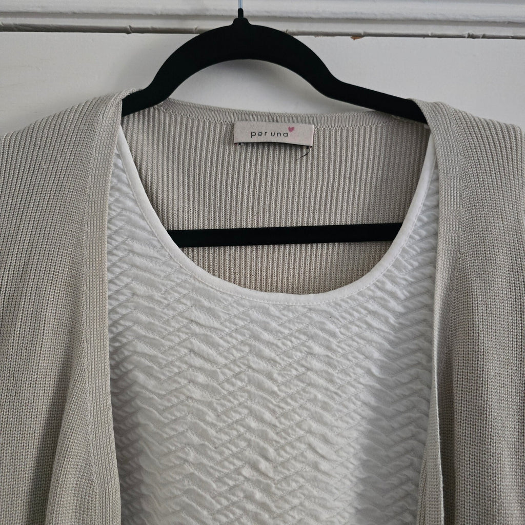 Per Una Stone Mix Textured Knit Cardigan and Top Set UK Size 10, layering