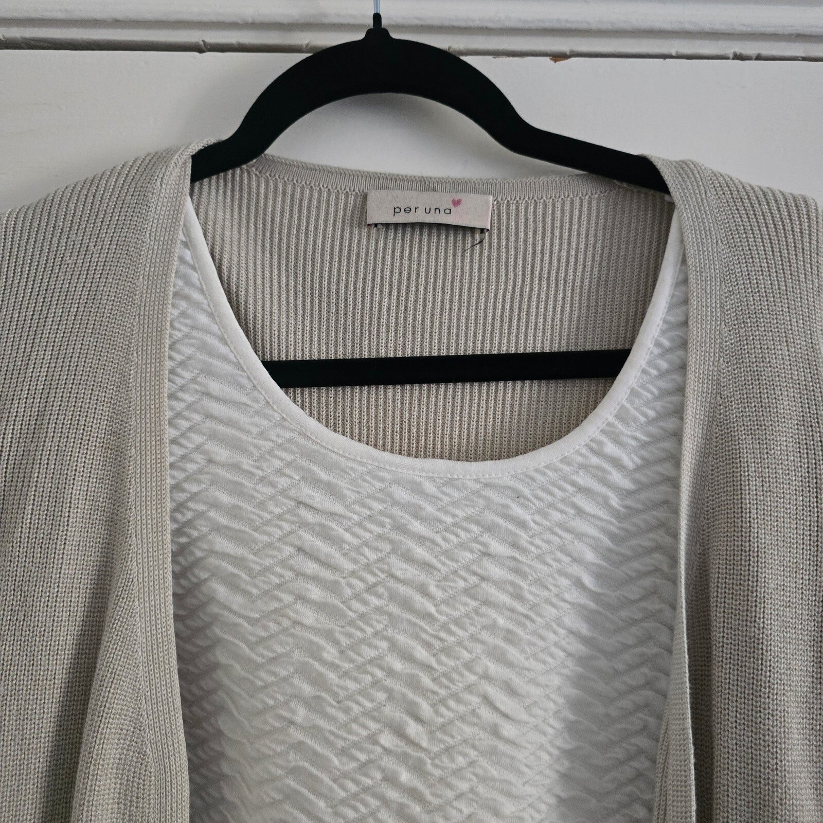 Per Una Stone Mix Textured Knit Cardigan and Top Set UK Size 10, layering
