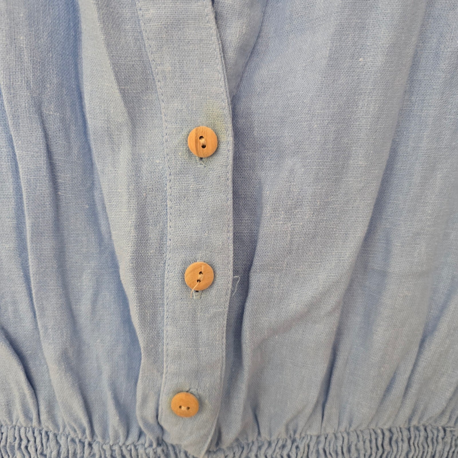 Zara Light Blue Linen Viscose Blend Shirt Dress with Button Detail, Collar, XL