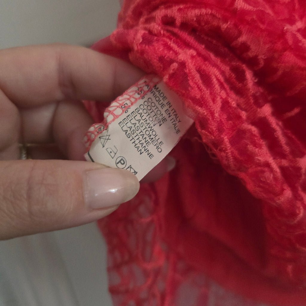 Coral Pink Sleeveless Lace Overlay Spiderweb Top, size M