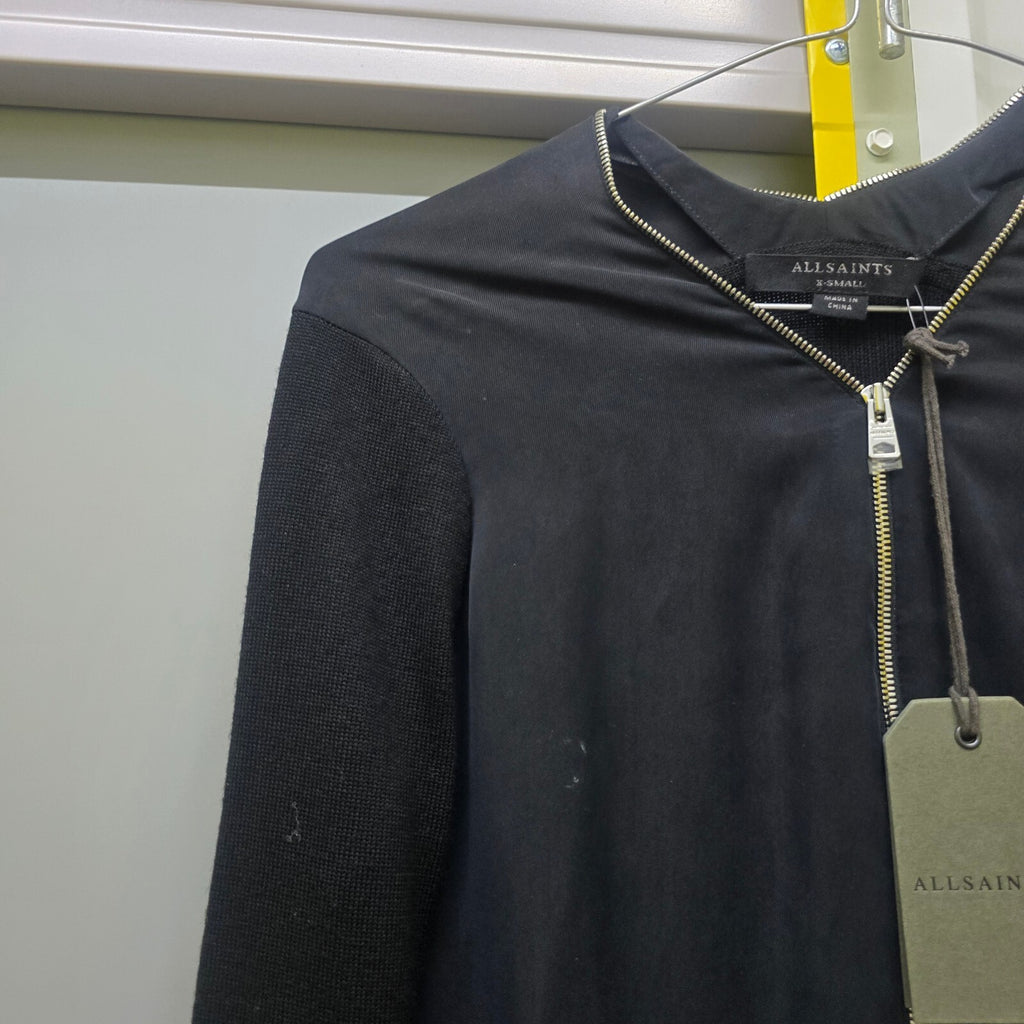 AllSaints Jamie Zip Longline Cardigan Black, Relaxed Fit BNWT, rrp £168, size XS