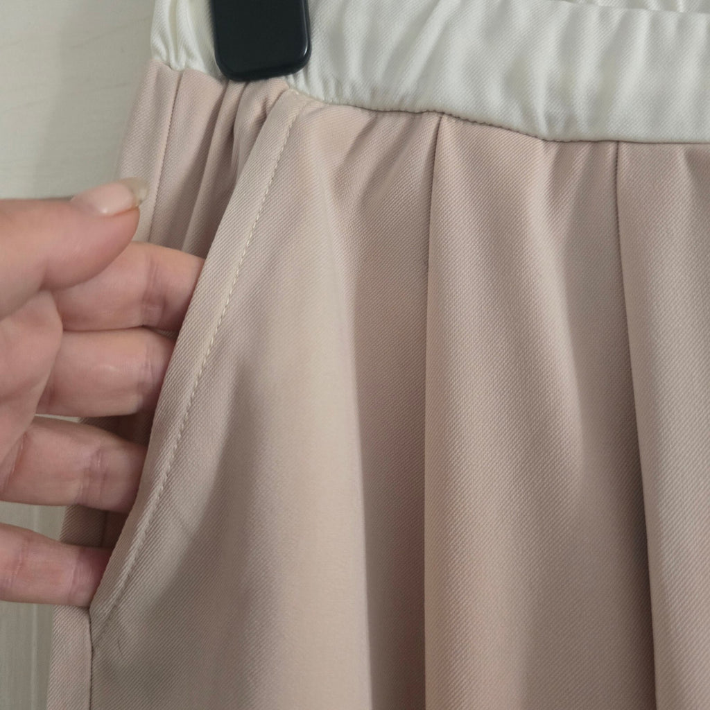 Boohoo Stone Wide Leg Trousers with White Drawstring Waistband UK 16 BNWT