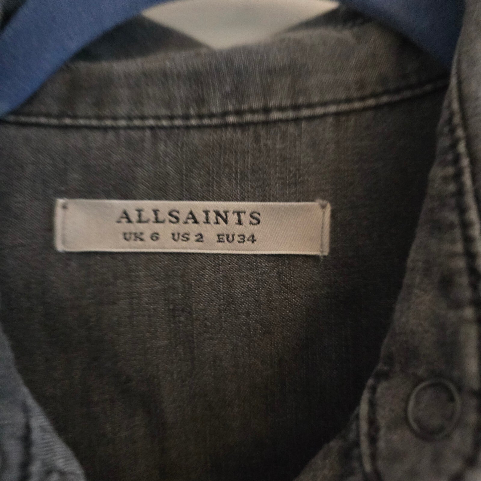 AllSaints Cropped Denim Shirt Thin Jacket UK 6, layering, festival, blogger fave