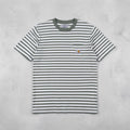 Carhartt Work In Progress S/S Seidler Pocket T-Shirt in Green and White Stripes,