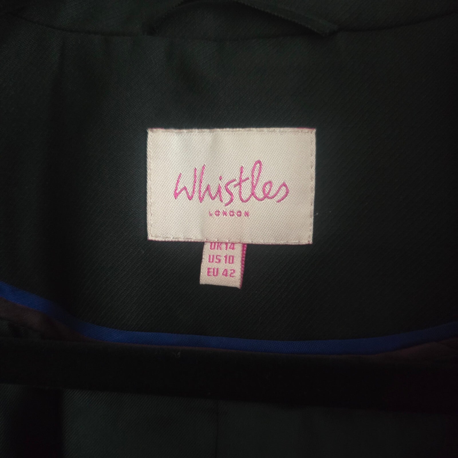 Whistles Black Single-Button Breasted Blazer Jacket UK14 EU42