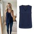 Atmosphere Navy Blue Sleeveless V-Neck Blouse Size UK 12 lightweight workwear