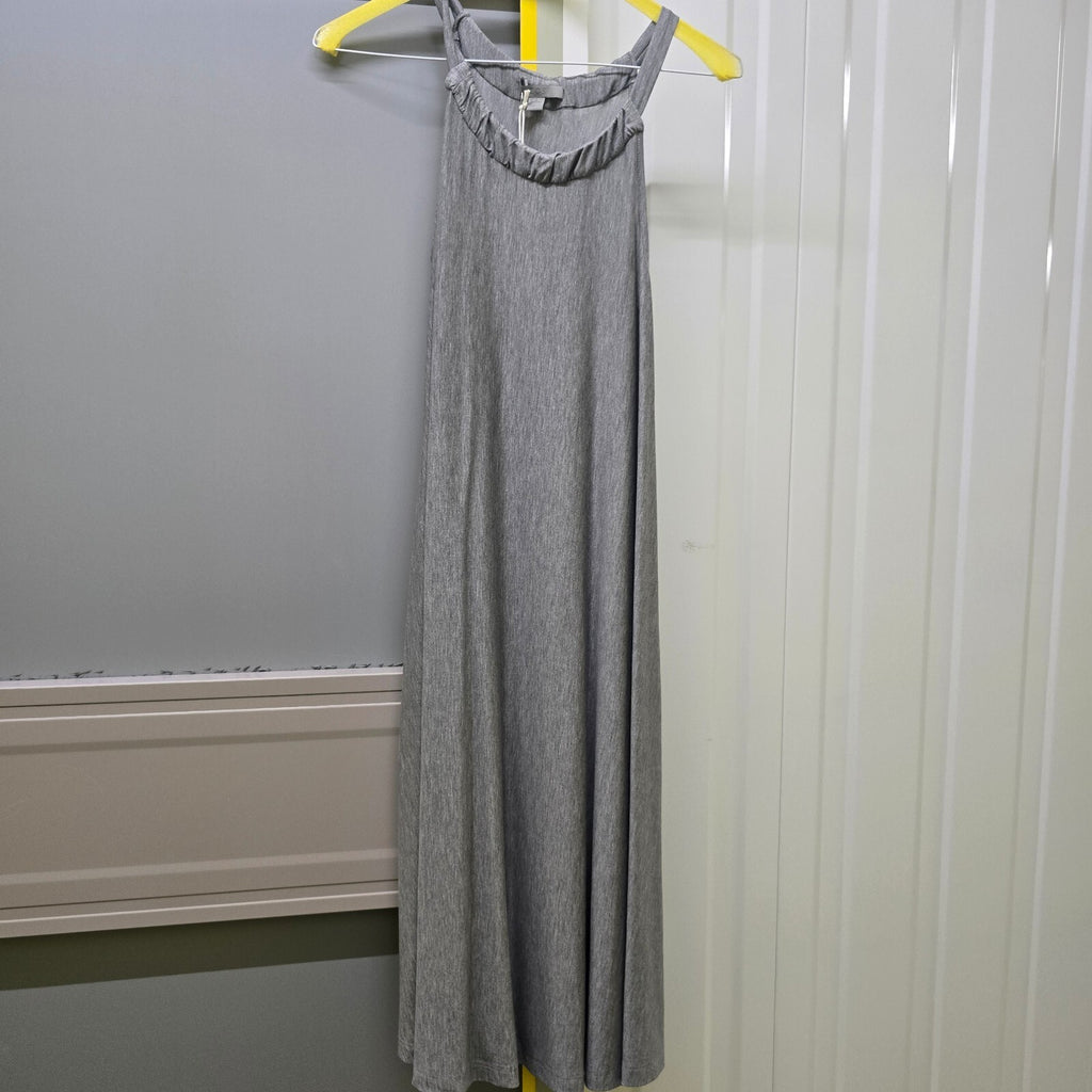 COS Grey Sleeveless Maxi Dress with Ruffle neck Detail, size XS, BNWT