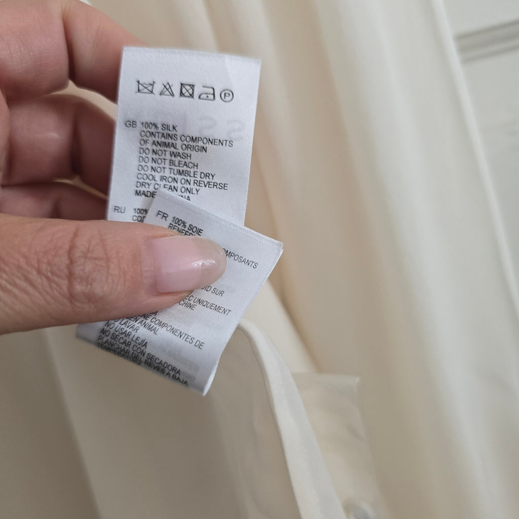 Reiss Elegant Off White/Cream Silk Blouse Shirt UK 8 / EU 36 / US 4 relaxed fit