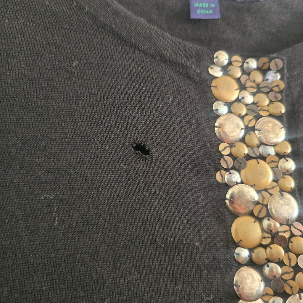 Boden Women's Black Wool Embellished Cardigan Size 12