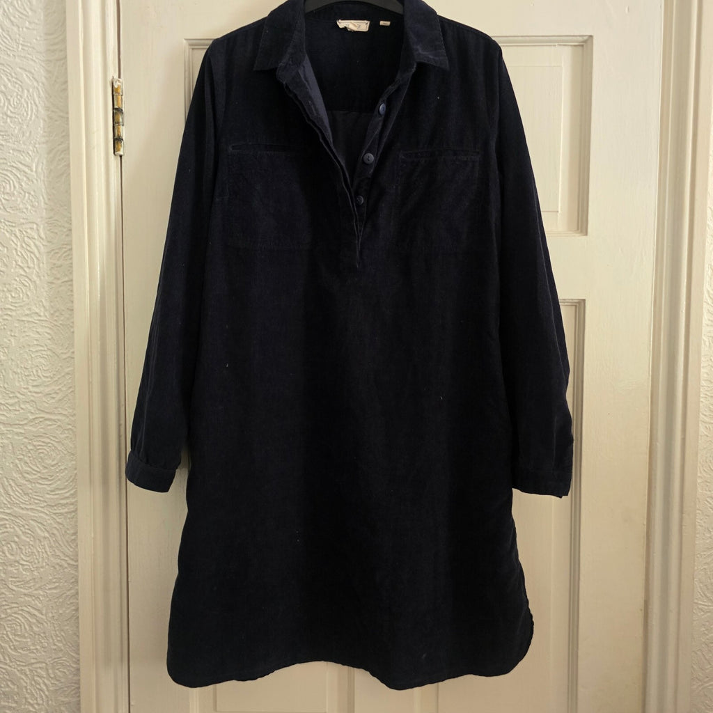 Fat Face Navy Blue Corduroy Tunic Shirt Knee length Dress UK 10, long sleeve