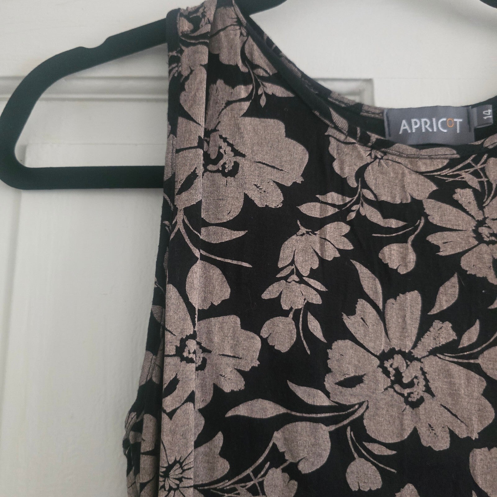 Apricot Black and Beige Floral Sleeveless Midi Dress UK14, jersey, soft, bodycon