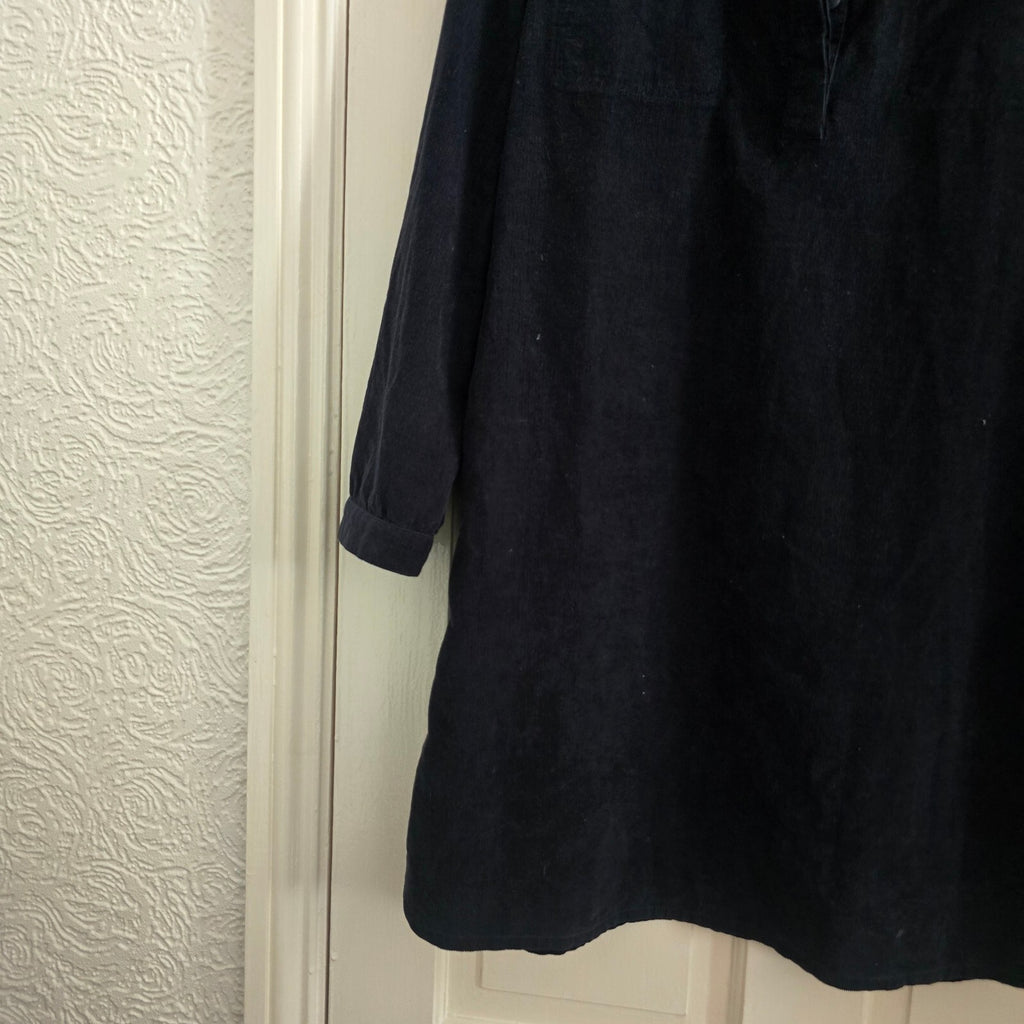 Fat Face Navy Blue Corduroy Tunic Shirt Knee length Dress UK 10, long sleeve