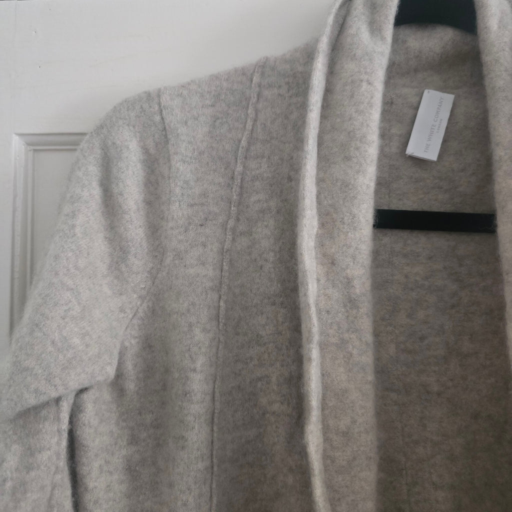 White Company Cashmere Open Front Cardigan Sweater, Size L