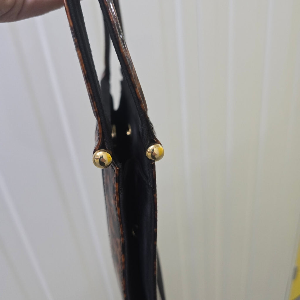 Vintage Style Black and Tortoiseshell Structured Small Handbag