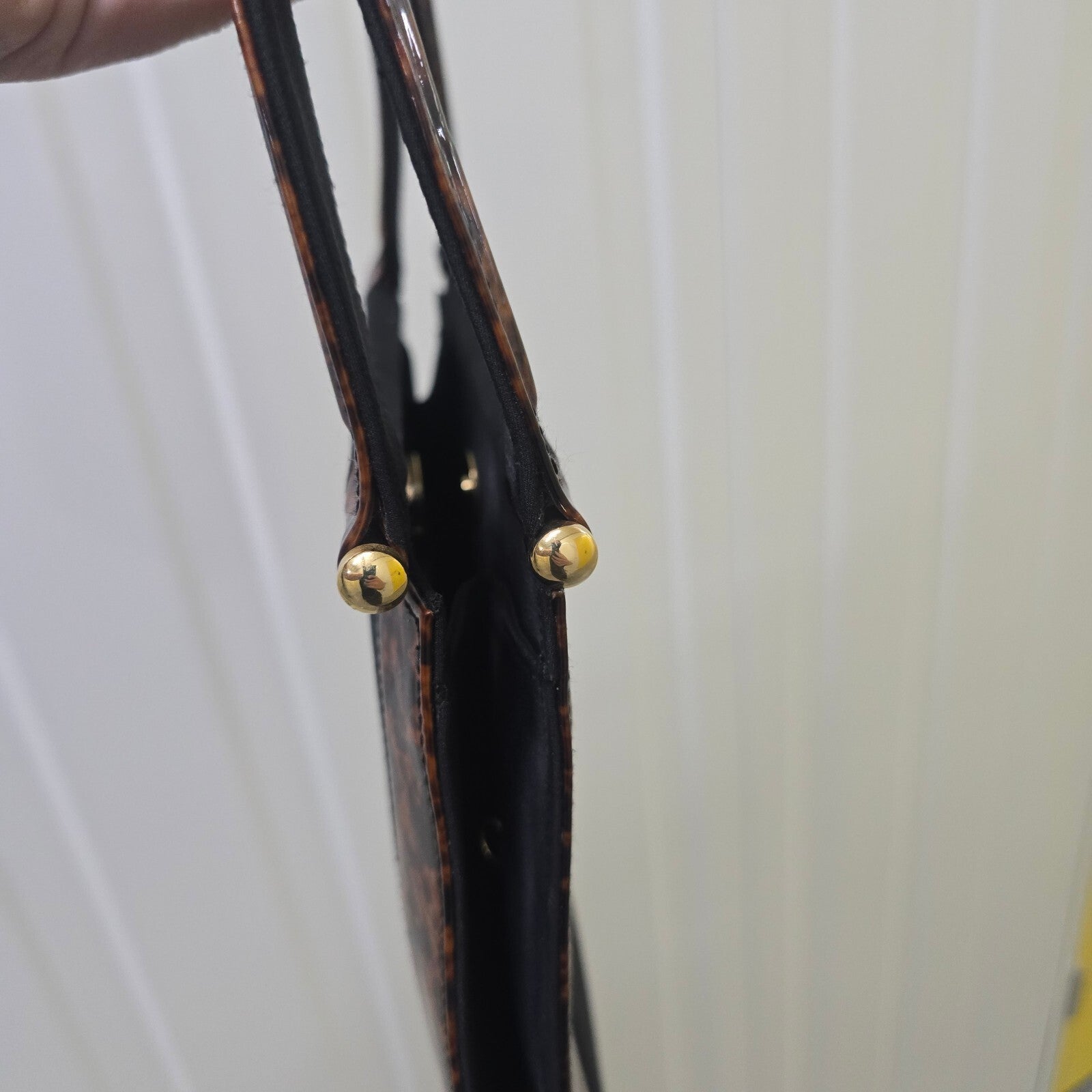 Vintage Style Black and Tortoiseshell Structured Small Handbag