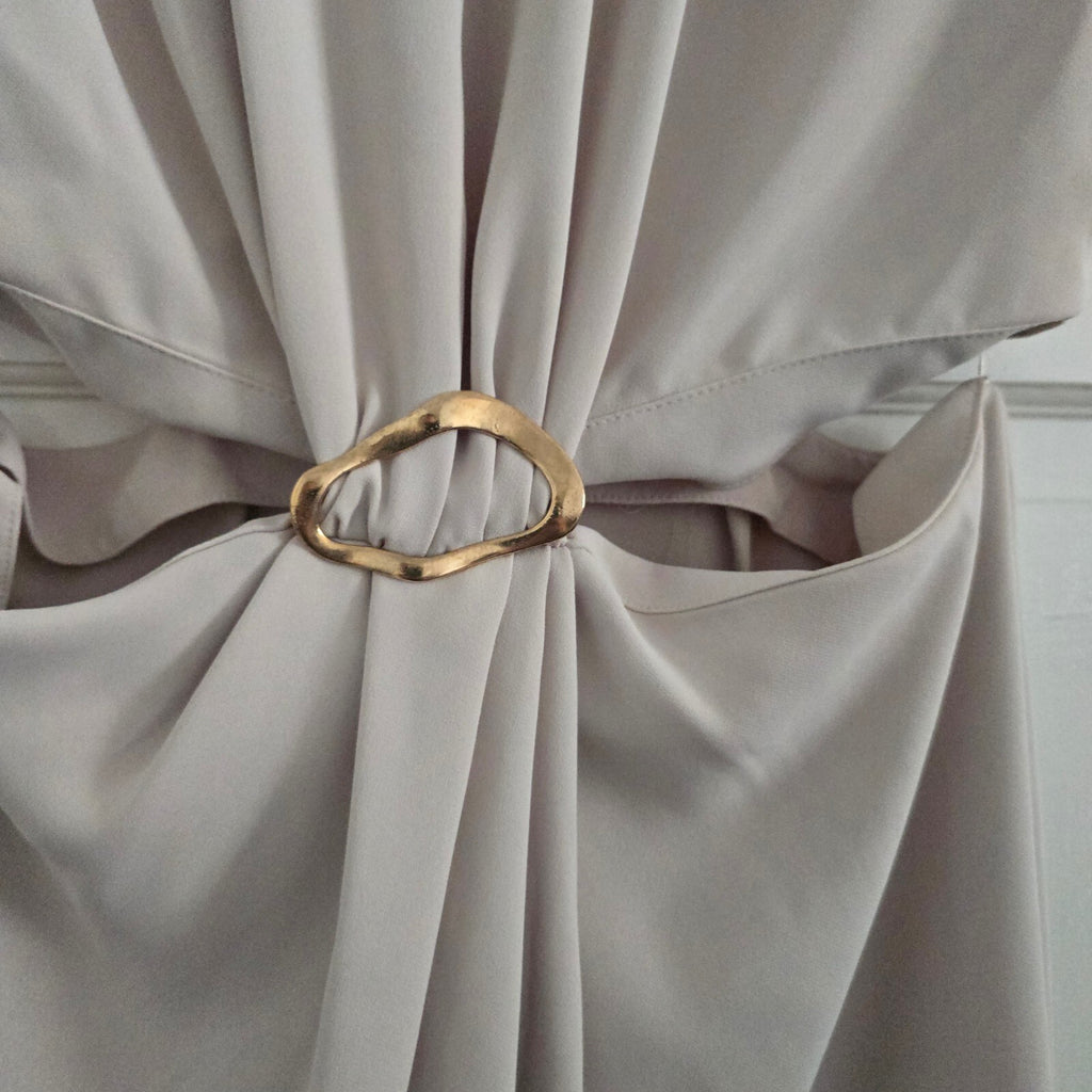 ZARA Elegant Sleeveless Dress with Gold Buckle and cut out Detail, Size L