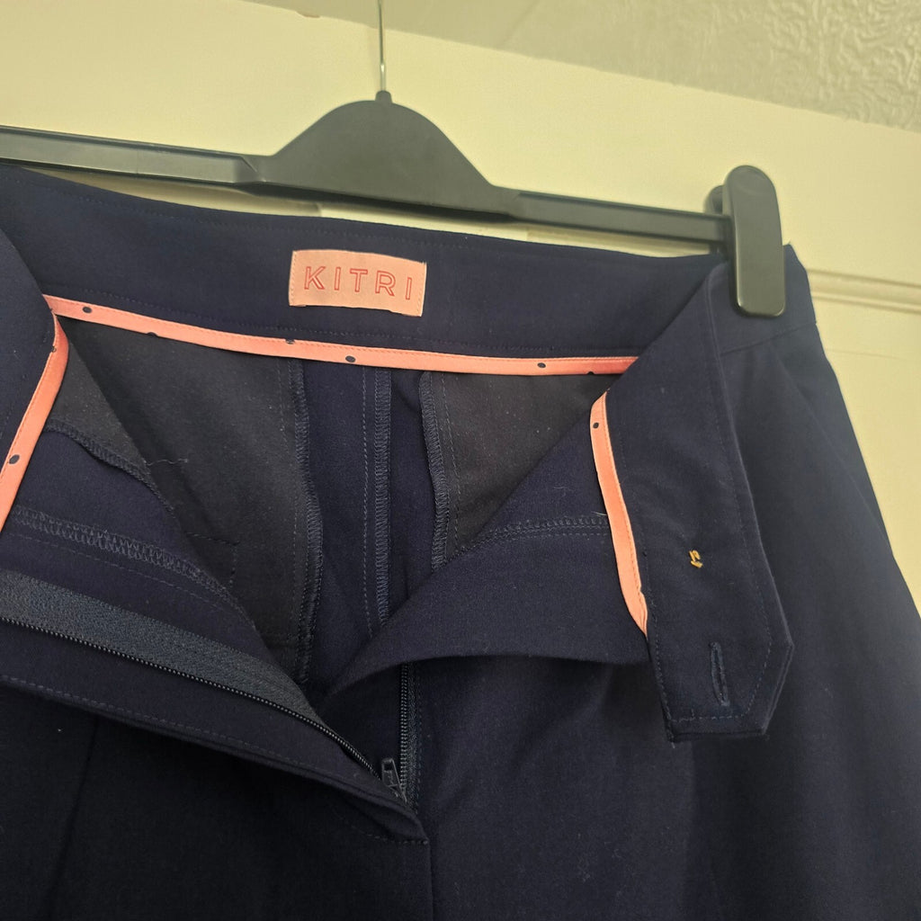 KITRI Navy Blue Wide-Leg Trousers UK 12 / US 8