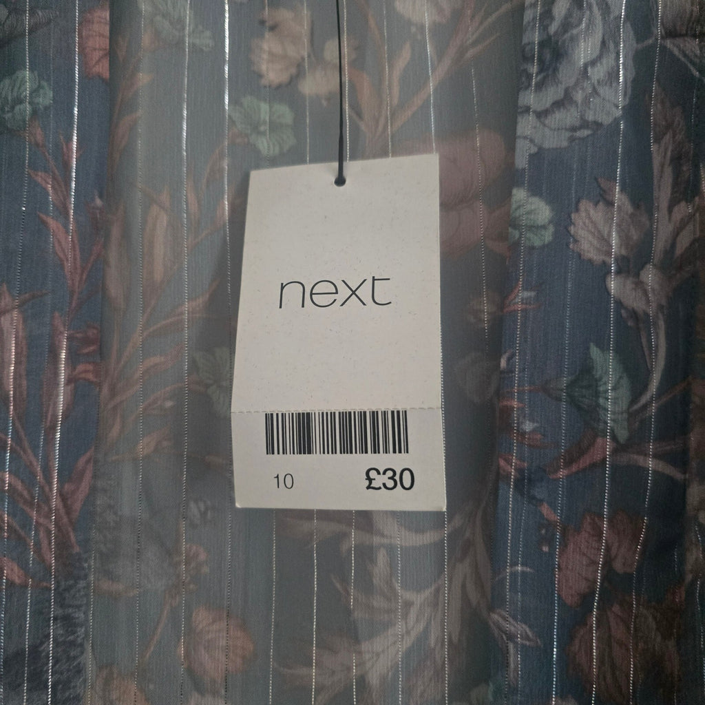 Next Blue Floral Sheer Cardigan Top Blouse Size 10, relaxed lightweight BNWT