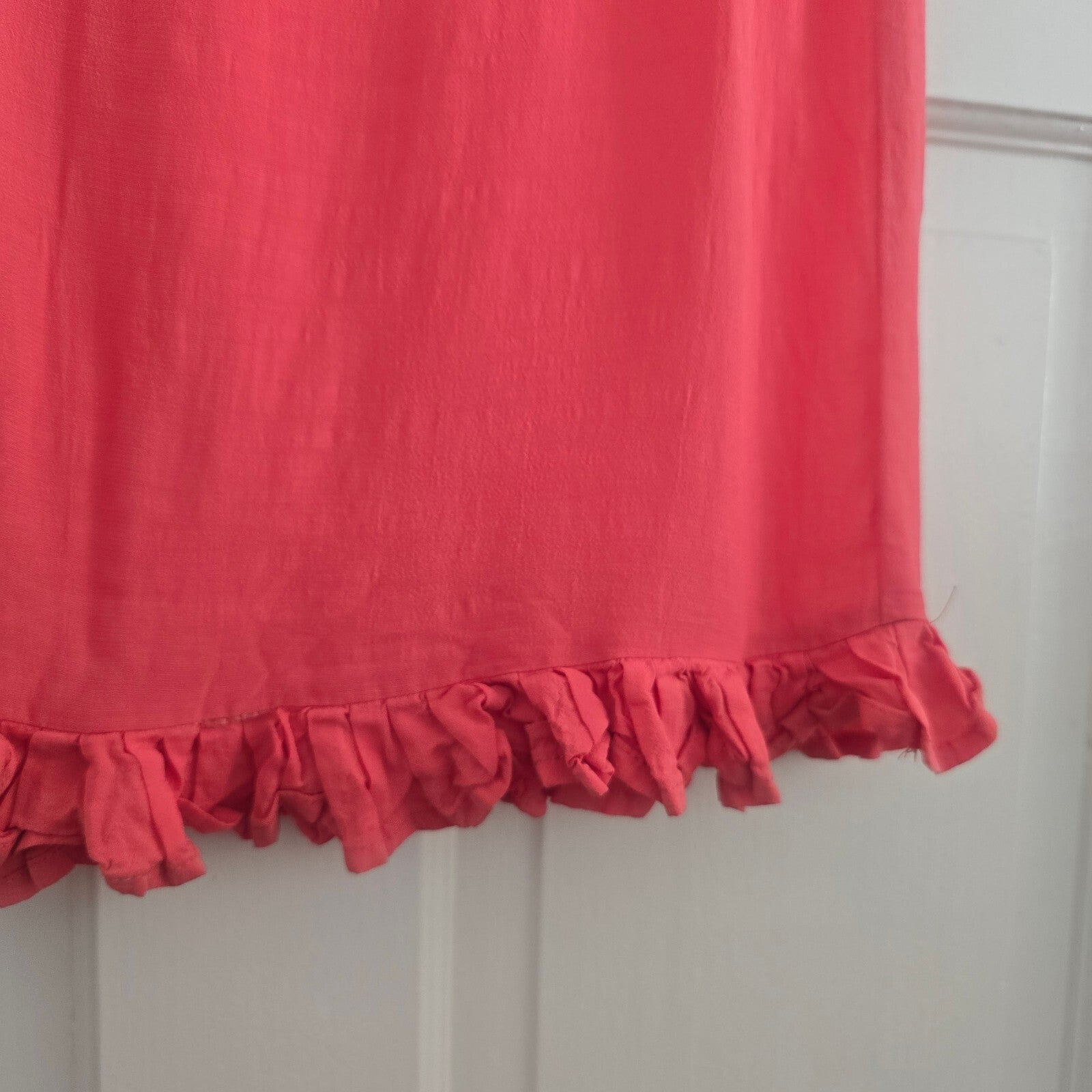 Zara Woman Coral Sleeveless Top with Ruffle Hem, Size M