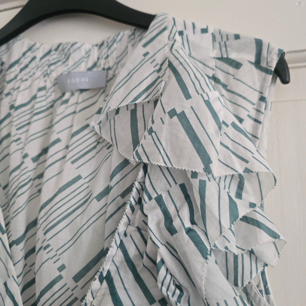 Farhi Sleeveless Ruffle Detail Cotton Dress UK Size 10, lightweight, summer,