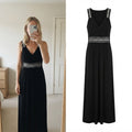 Roman Originals Black Jersey Wrap front boho Embellished Maxi Dress, size M