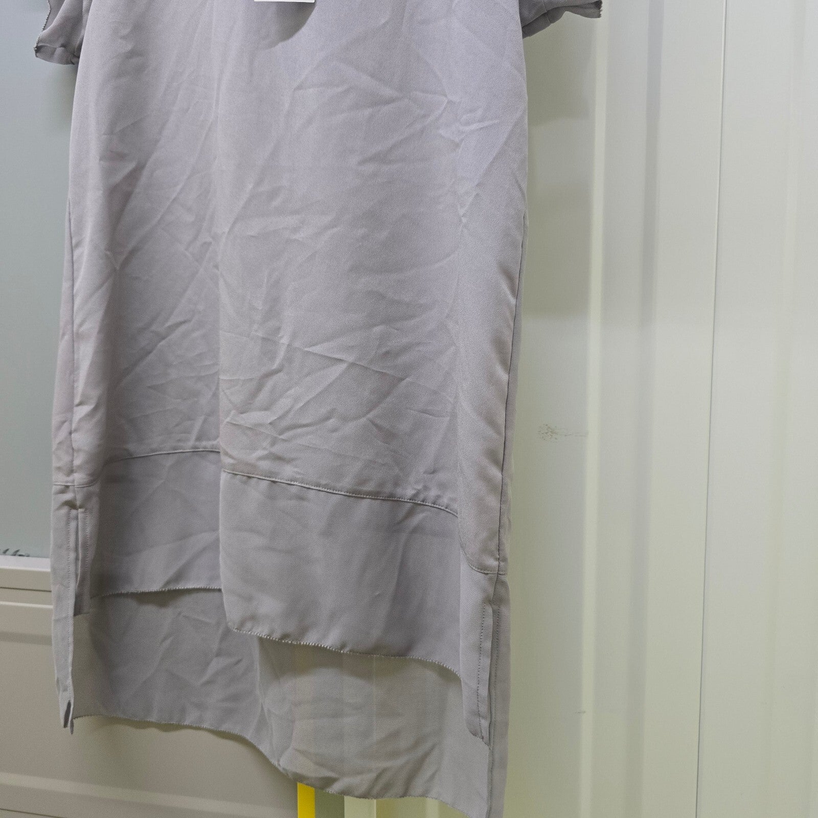 French Connection Dove Grey Polly Chif Raw SS Tunic Top XS, BNWT