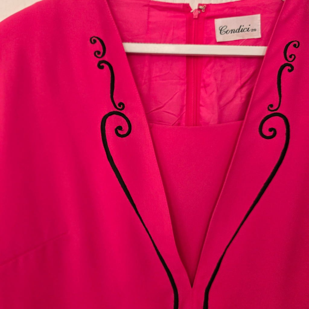 Condici Pink and Black Two-Tone Dress with Embroidered Detail, Size 20, elegant