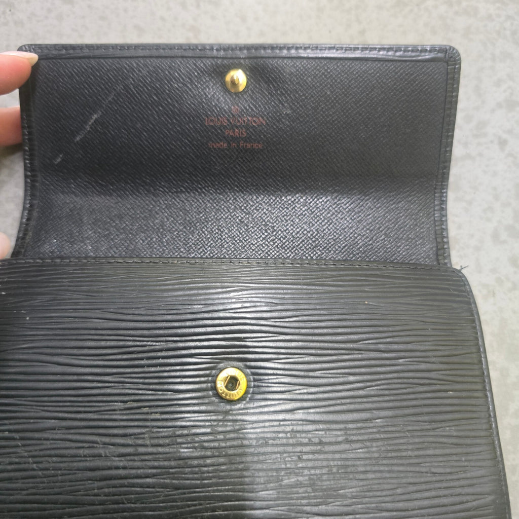 Louis Vuitton Black Epi Leather Long Wallet, Unisex, Designer, Luxury