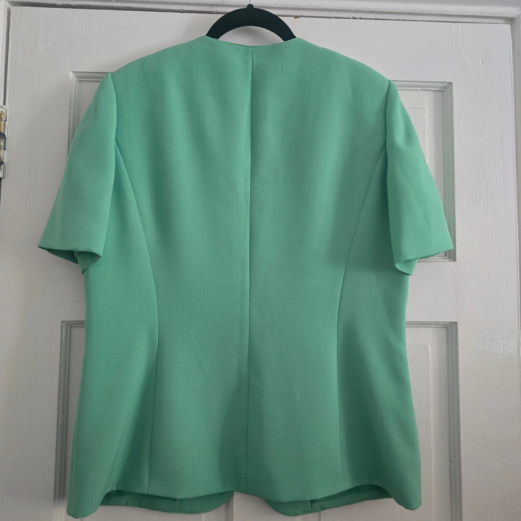 Jacques Vert Mint Green Short Sleeve Blazer Jacket UK Size 12