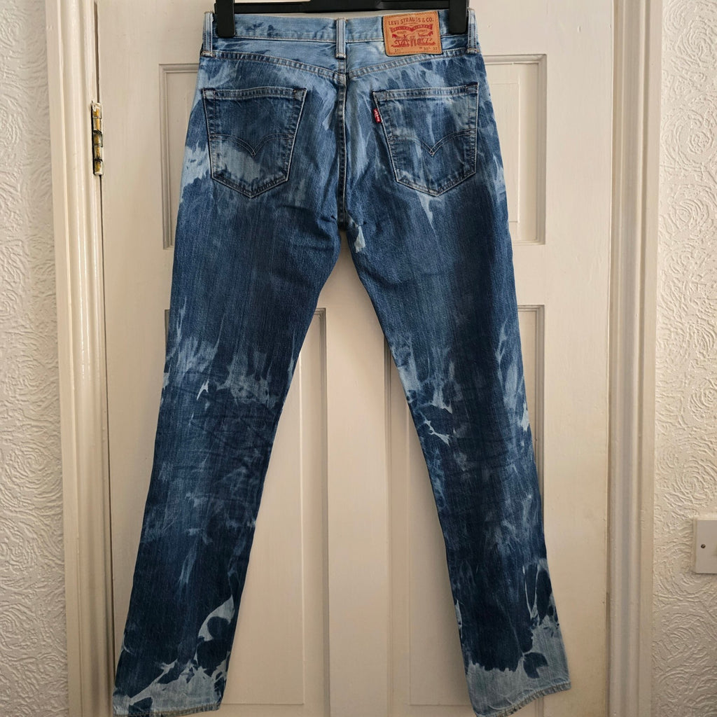 Levi's 511 Slim Fit Tie-Dye Effect Blue Denim Jeans W30 L32, rare, vintage