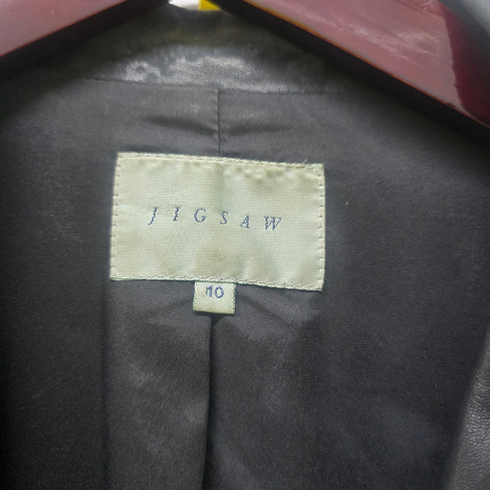 Jigsaw Black Soft Leather Long Coat Jacket Size 10, classic, timeless, luxury