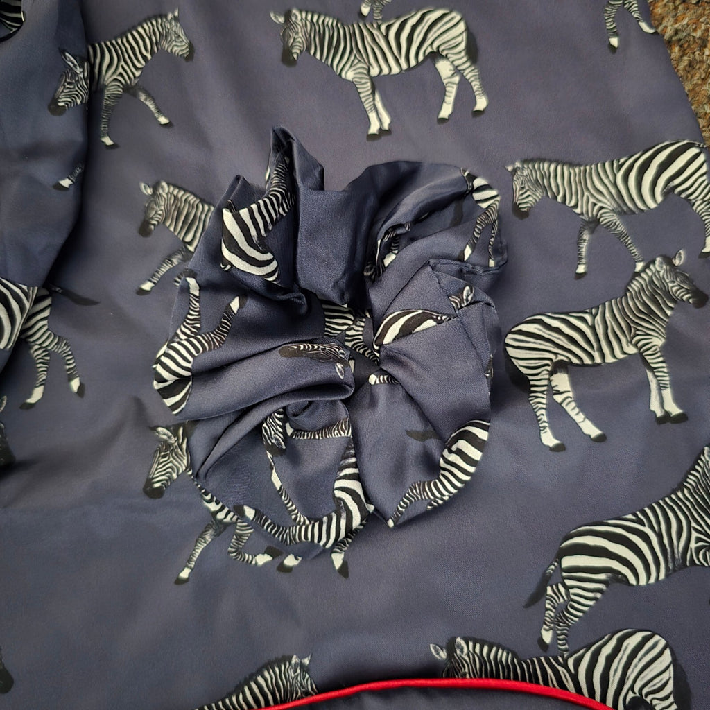 Chelsea Peers Navy Blue Zebra Print Satin Set - Pillowcase, Eye Mask etc Luxury