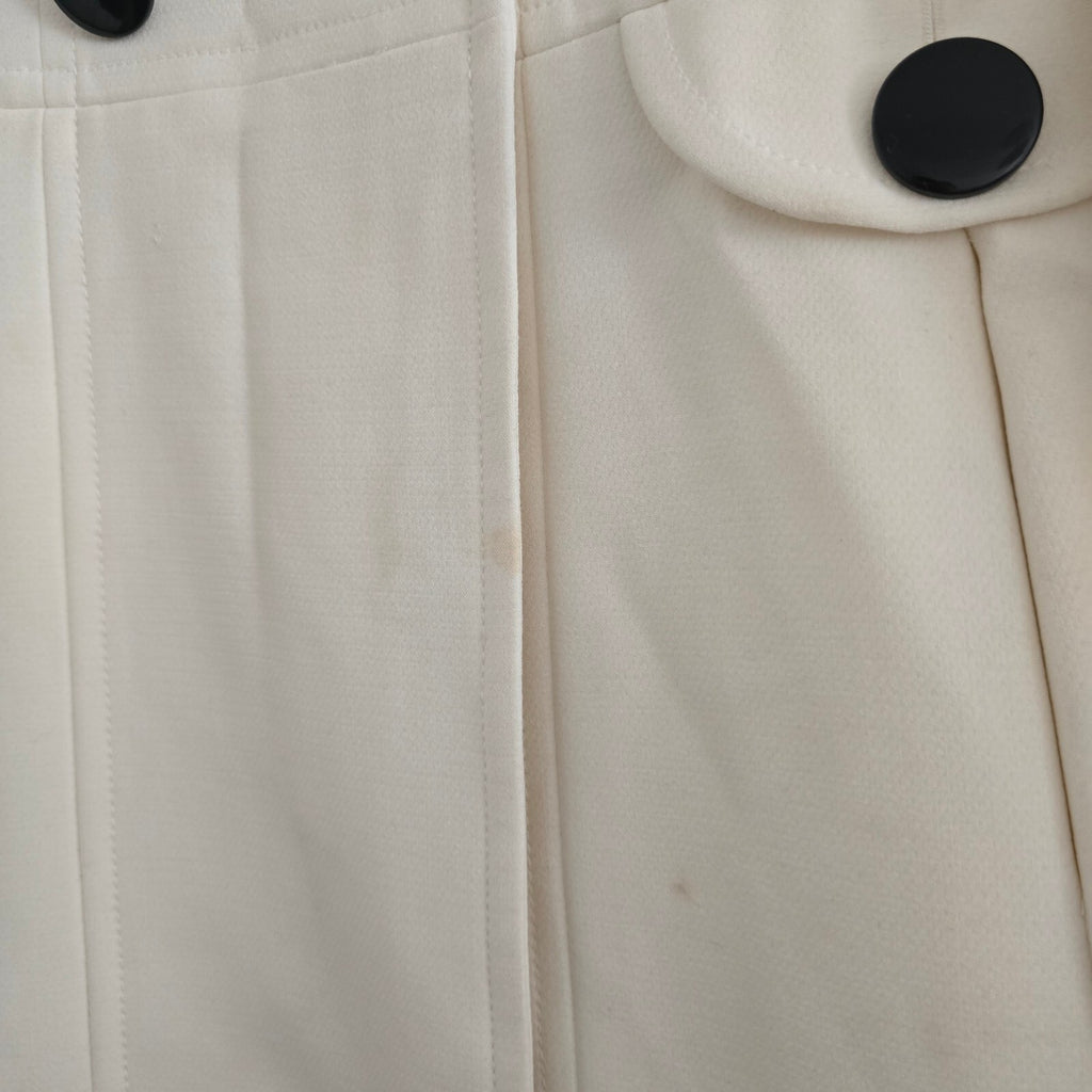 Marks & Spencer Cream Double-Breasted Pea Coat with Black Buttons Size 10P