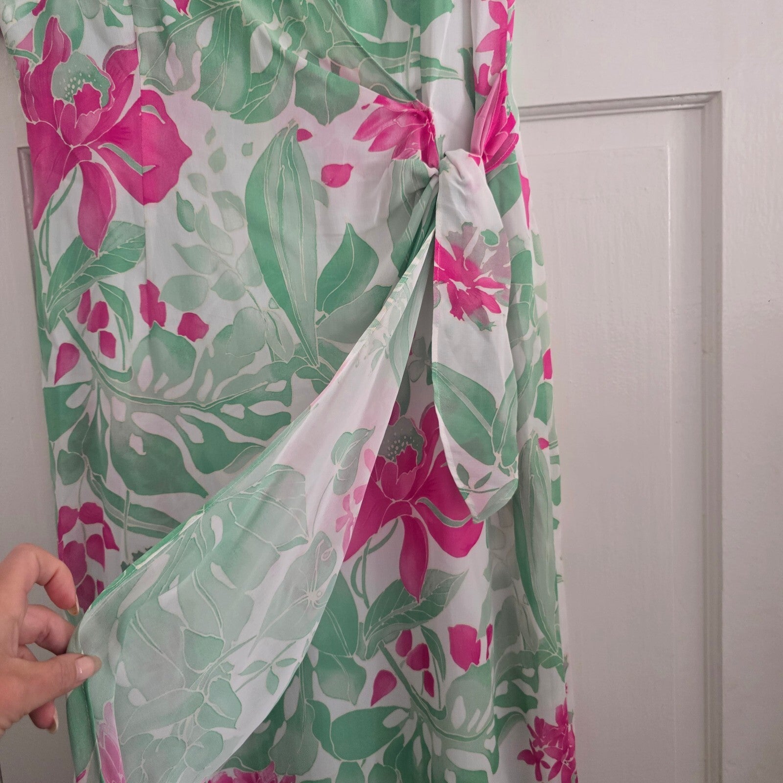 Jacques Vert Floral Wrap Midi Dress UK 12, v neck, wedding, party