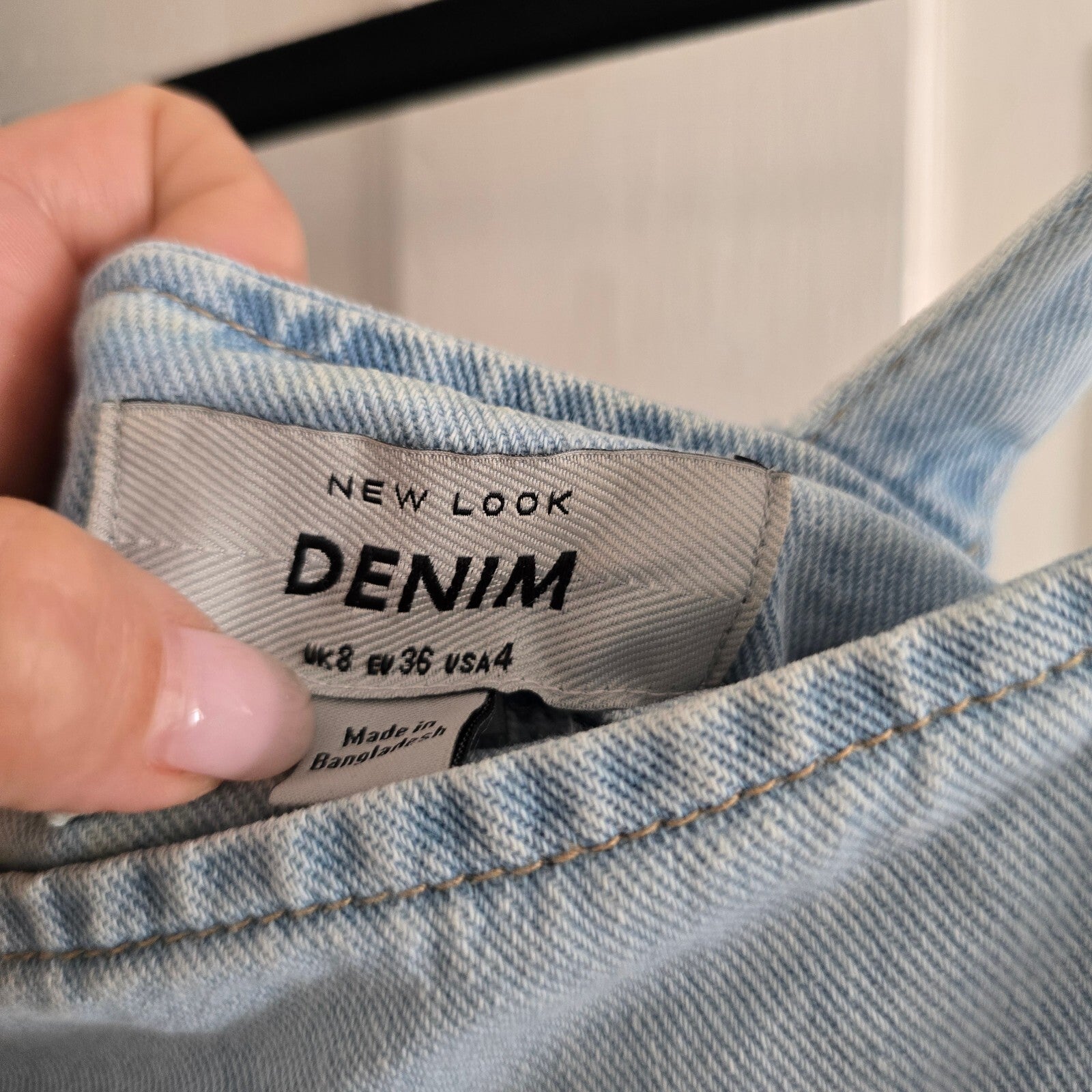 New Look Denim Light Blue Ruffle Strap Jumpsuit UK Size 8, wide cropped leg