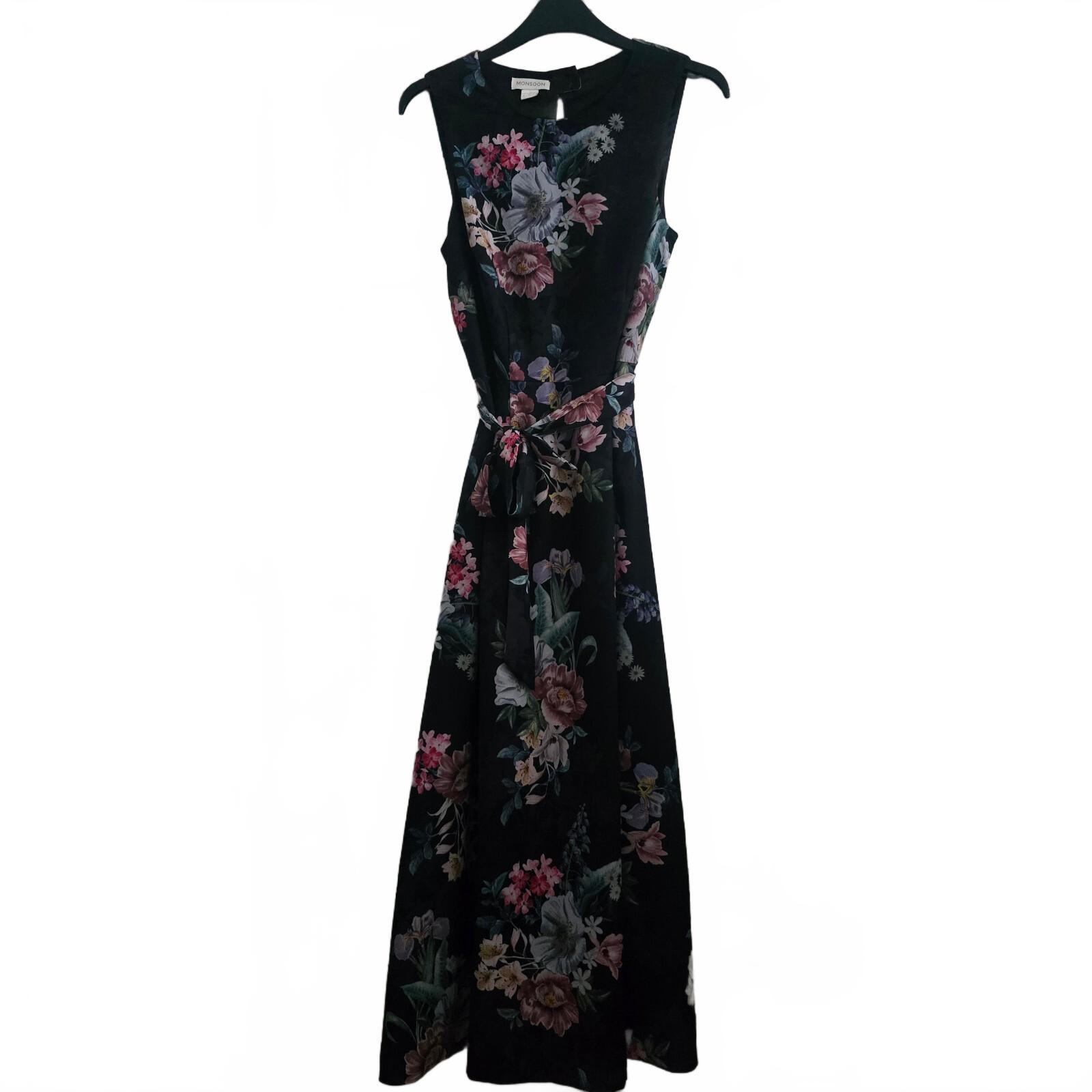 Monsoon Sleeveless Black Floral Maxi Dress with Belt, wedding, summer, glam 8