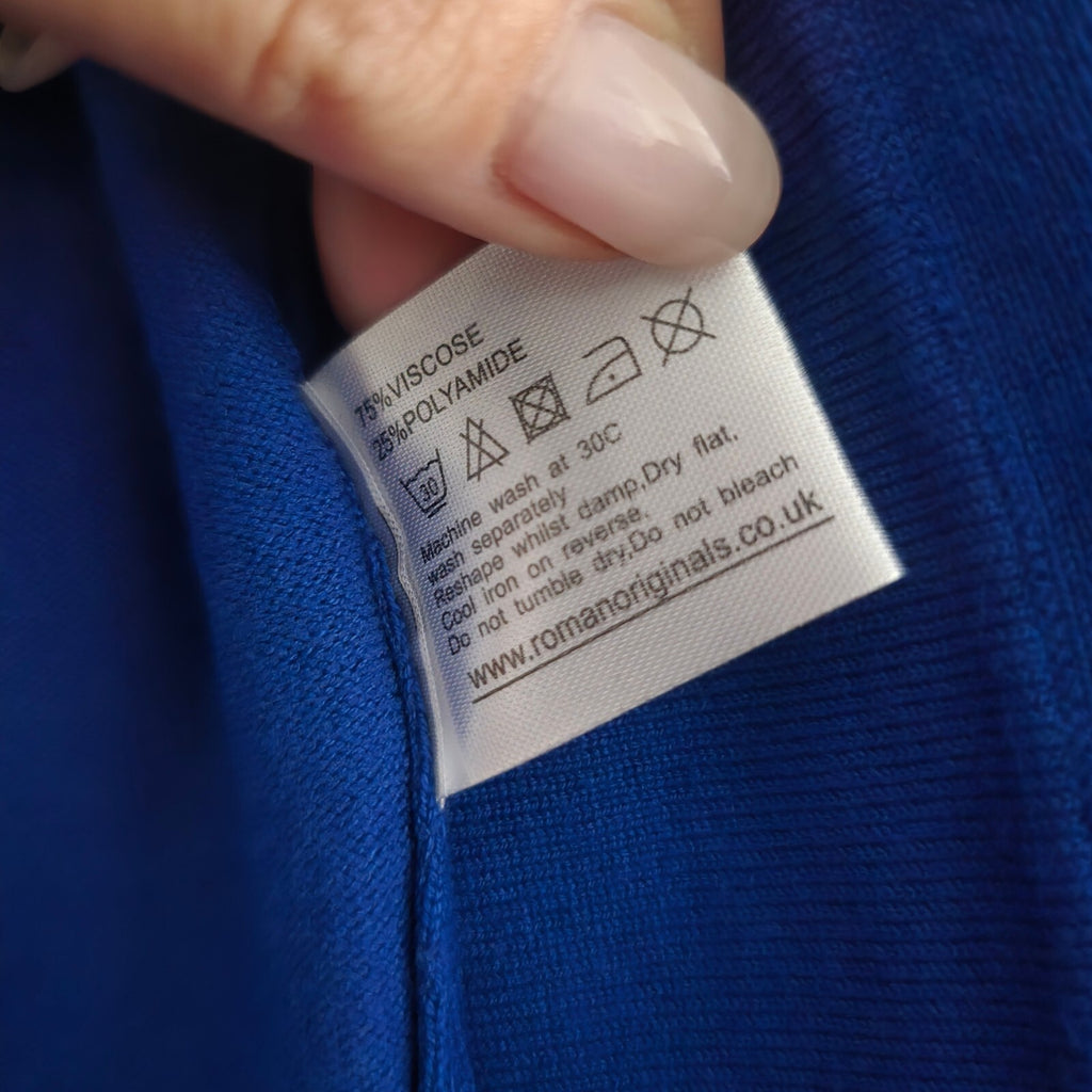 Roman Women's Cobalt Blue Open Front Cropped Cardigan Size 16