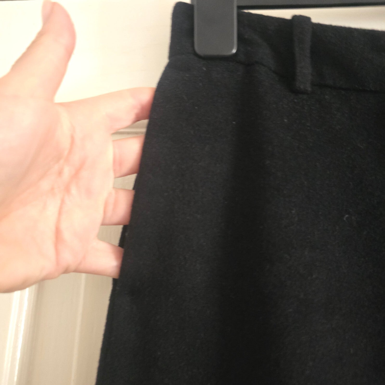 French Connection Black Wool Blend Wide Leg Trousers Size 10, smart, formal