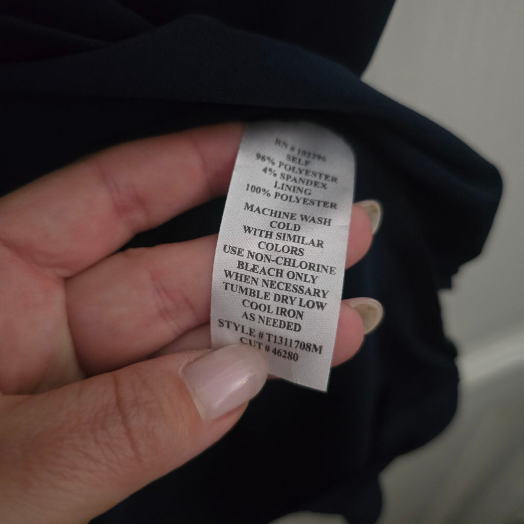 Connected Apparel Navy Blue Sleeveless Ruched Dress  with drape Size 10