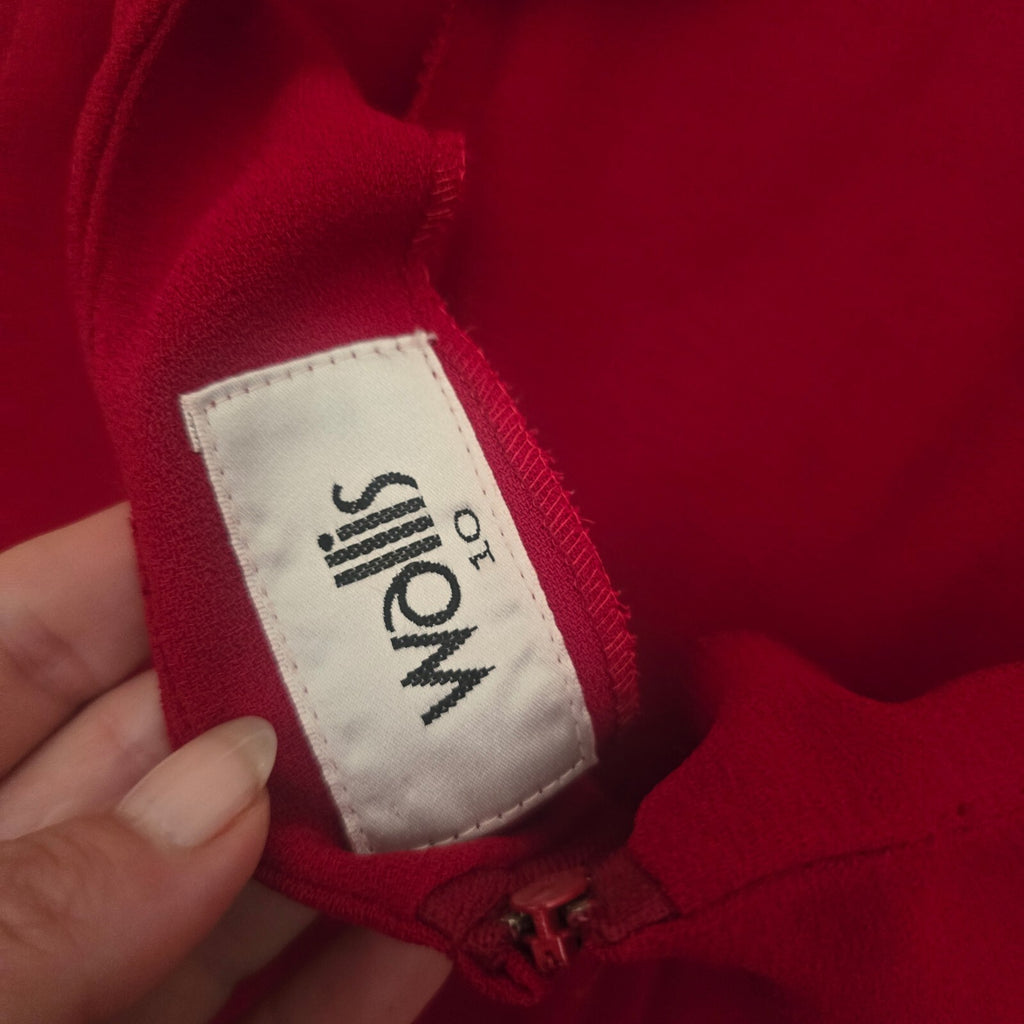 Wallis Red Strappy Back knee length Dress Size 10 work business smart casual criss cross back