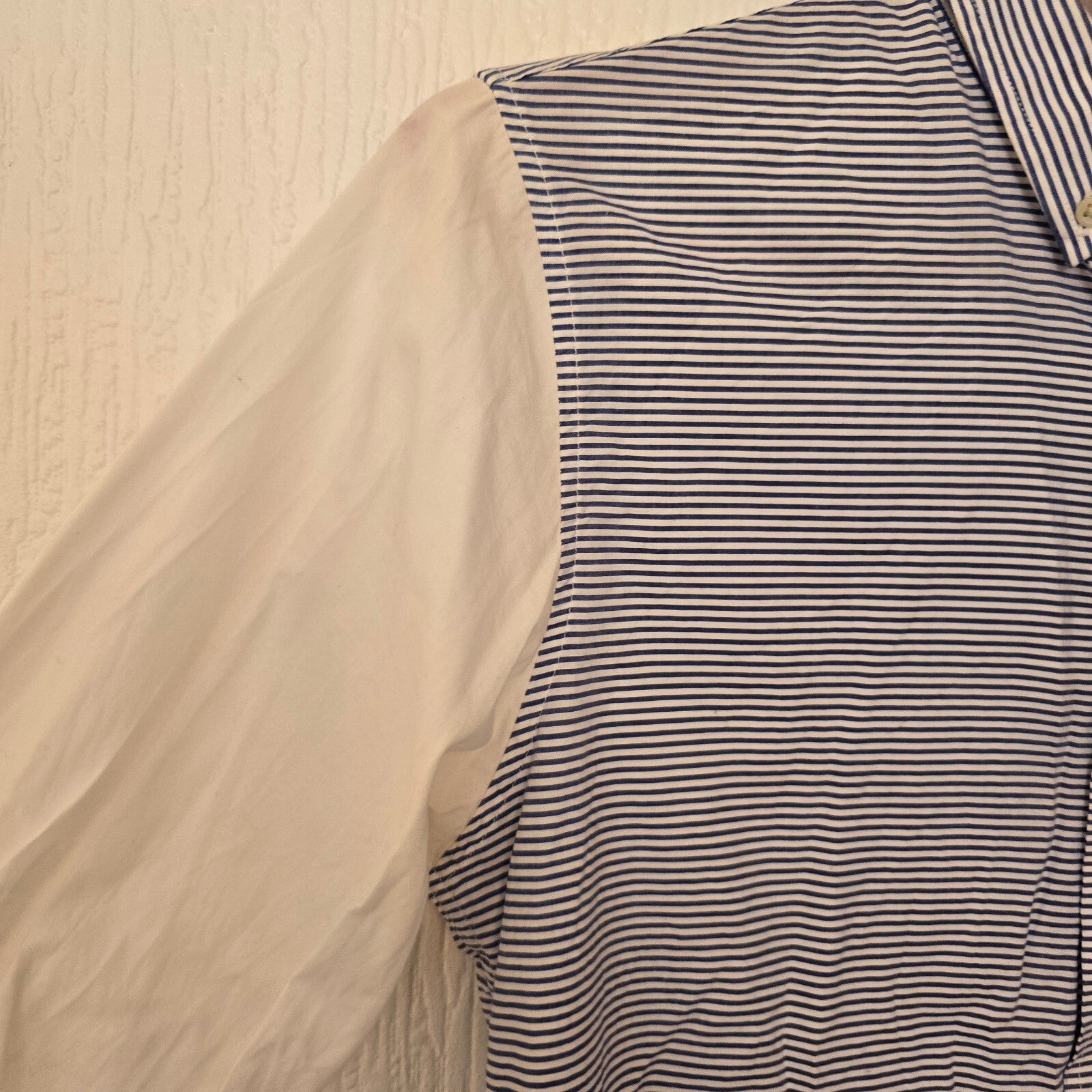 Fred Perry Men's Button-Down Shirt with Blue Stripes White Sleeves, Slim Fit, M