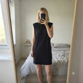 F&F Black Sleeveless Cotton Dress UK 10 / EUR 38, shoulder pads, knee length