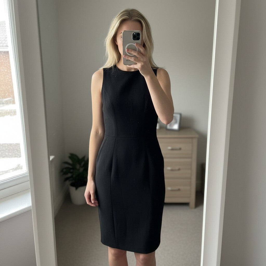 Joseph Black Sleeveless Tailored Dress Size 40/UK 12, designer, vintage