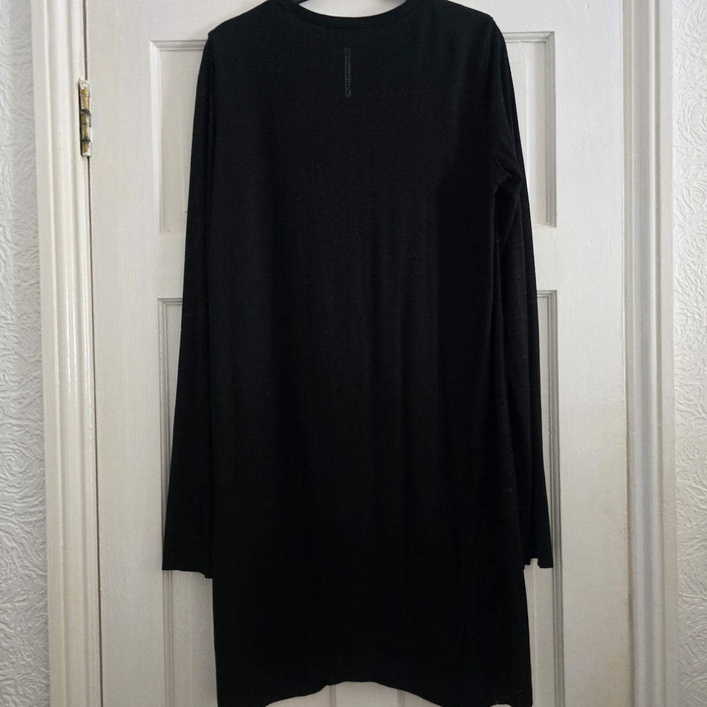 Diesel Black Long Sleeve V-Neck Dress with Subtle Pattern, relaxed fit, L