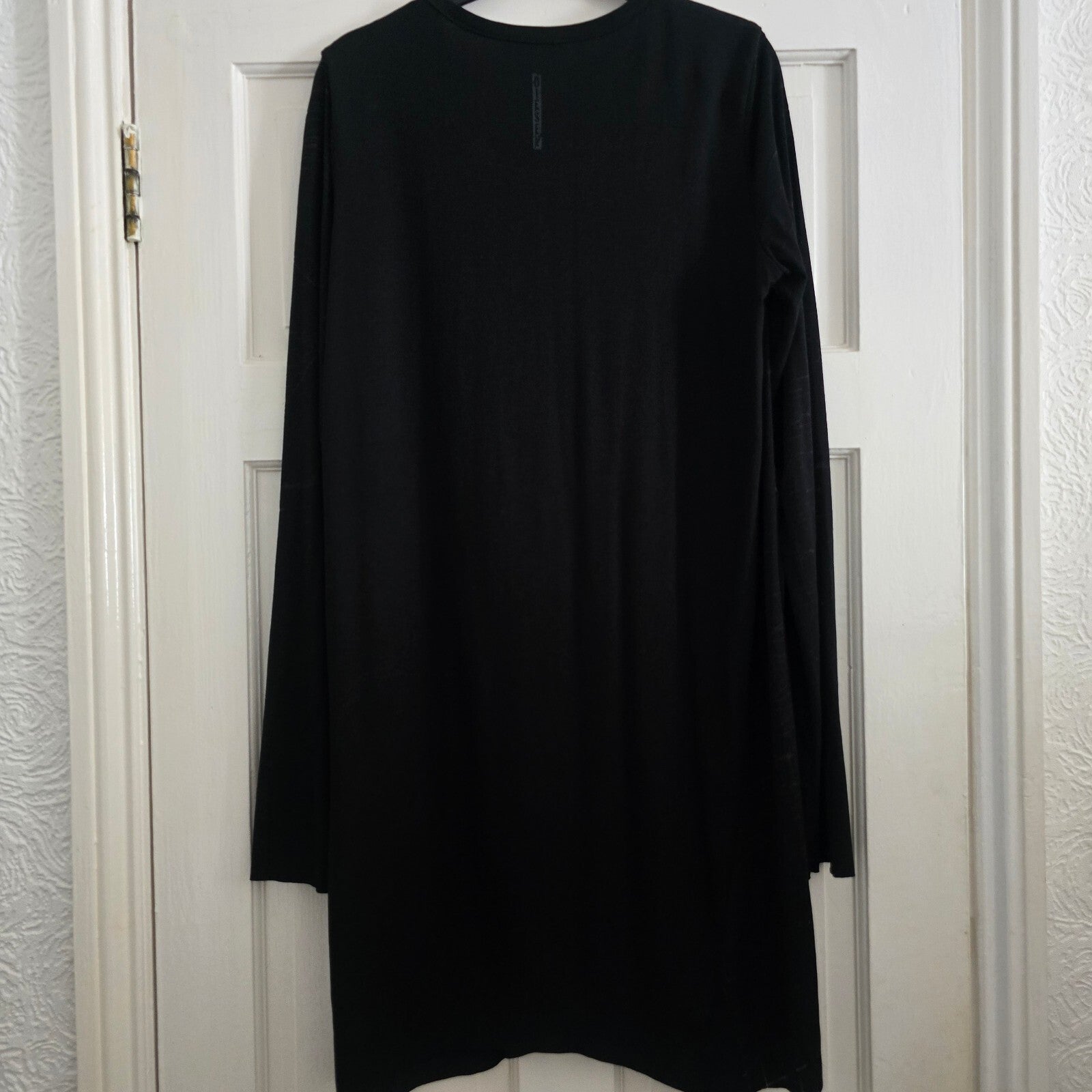Diesel Black Long Sleeve V-Neck Dress with Subtle Pattern, relaxed fit, L