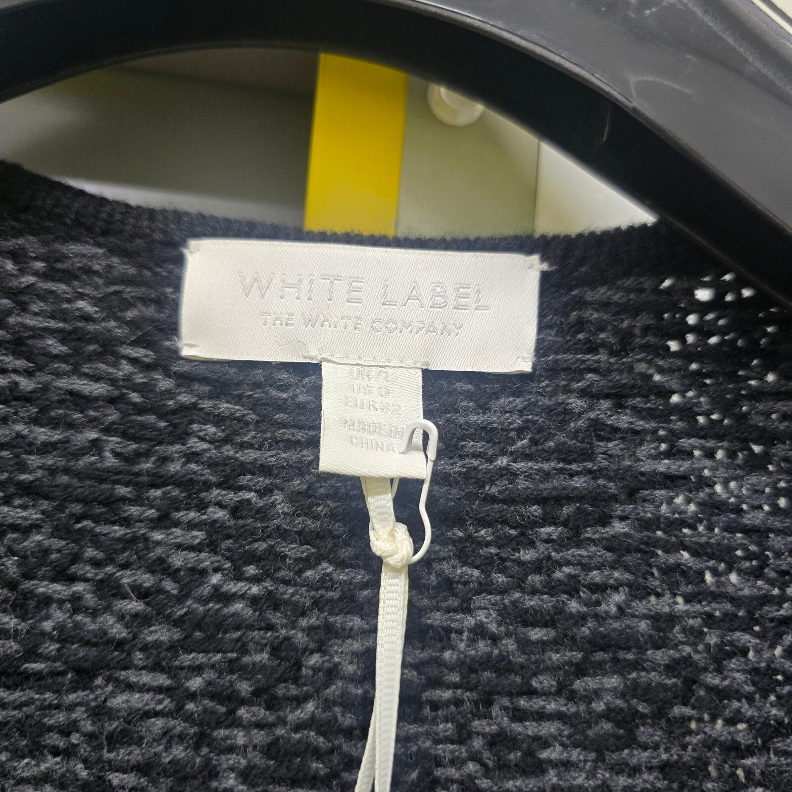 The White Company Black and Grey Merino Wool Cardigan Size UK 4, BNWT