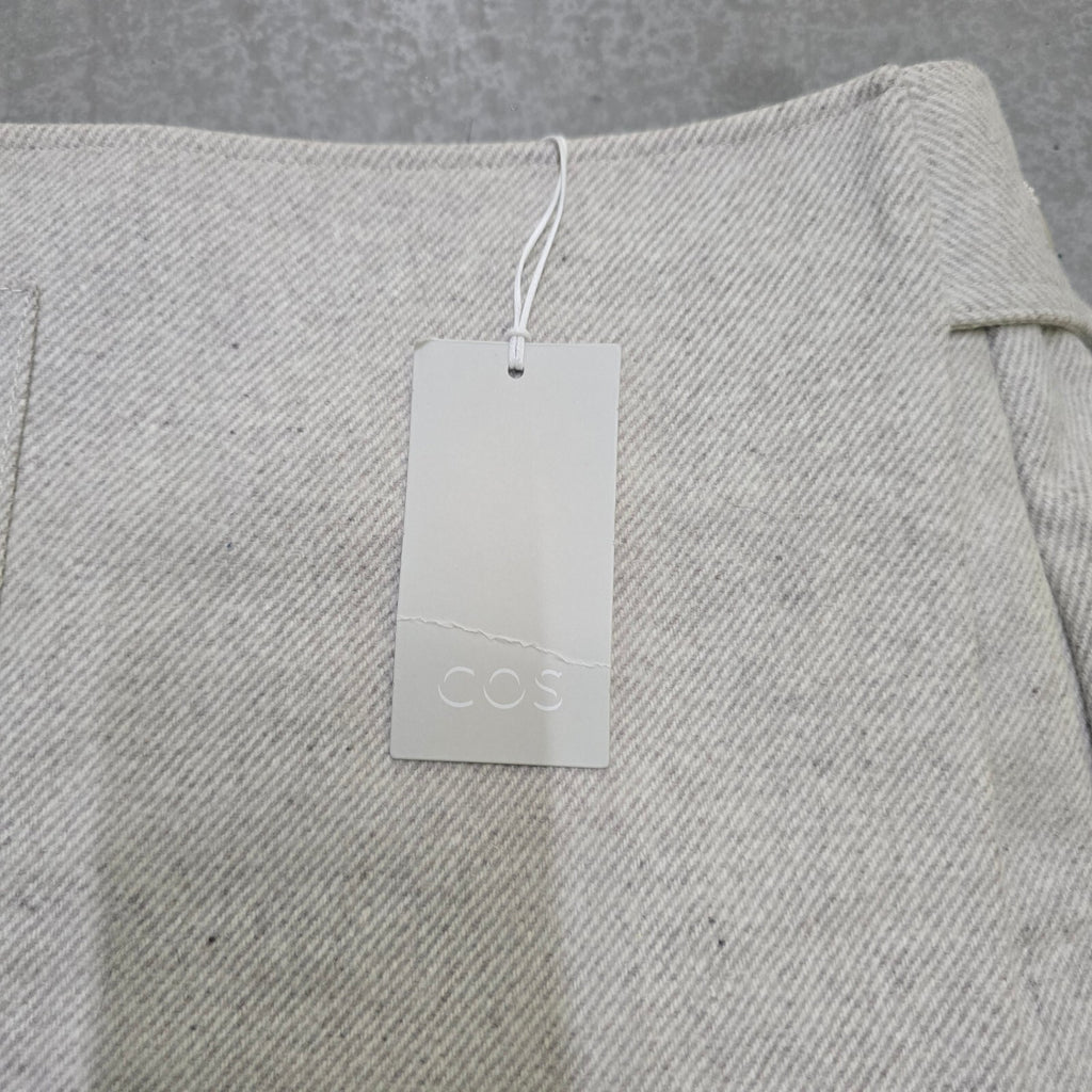 COS Beige Wool Mini Skirt with Button Detail, Size UK 10 / EUR 36 BNWT