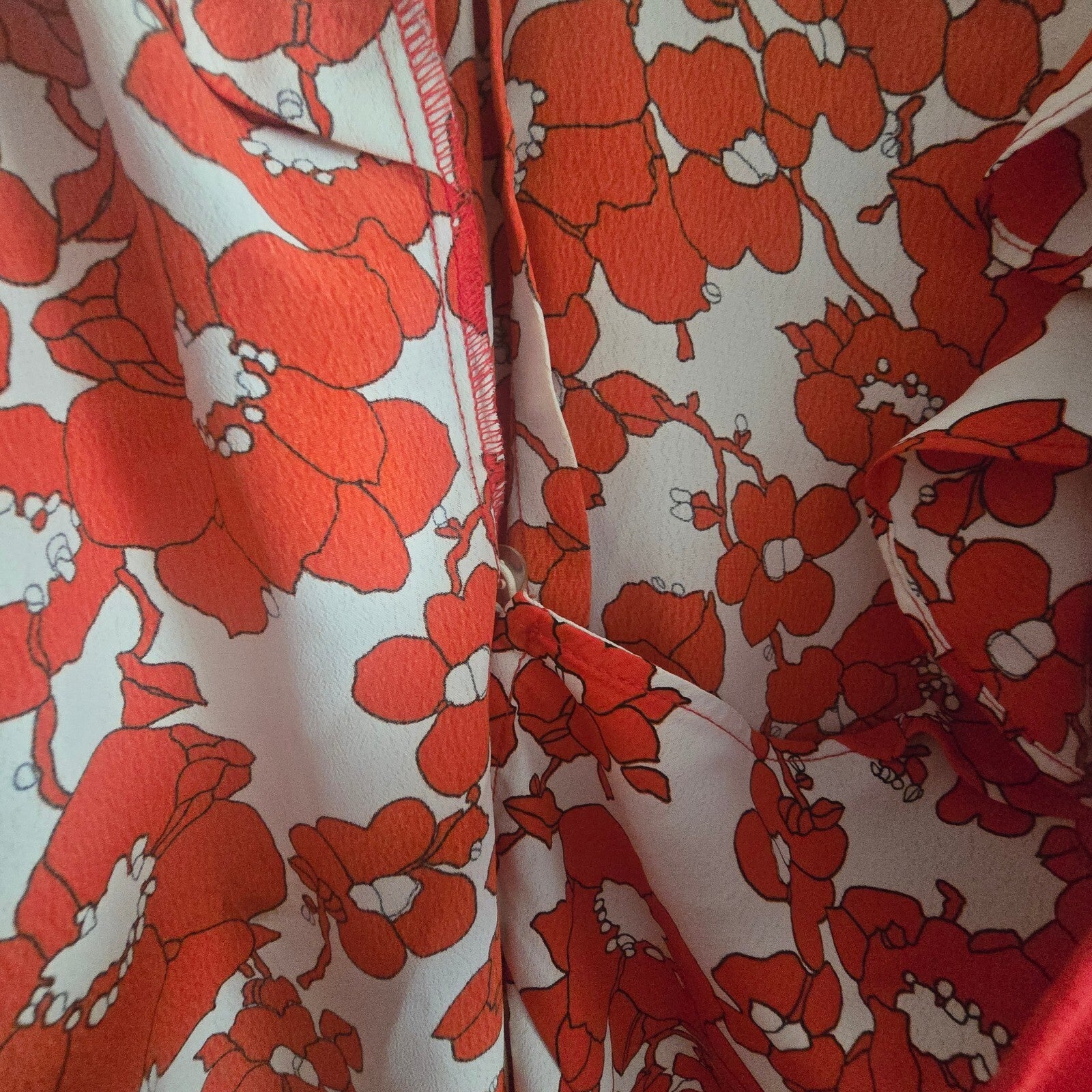 Topshop Red Floral Wrap Dress with Ruffle Detail and Tie Waist, UK 10