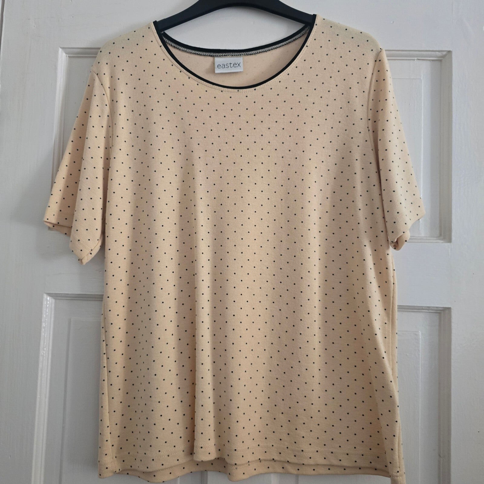 Eastex Beige Polka Dot Short Sleeve Top UK 12 EU 38