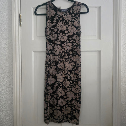 Apricot Black and Beige Floral Sleeveless Midi Dress UK14, jersey, soft, bodycon